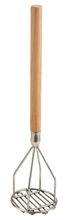 4" Round Potato Masher with 18" Wooden Handle